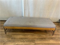 Modern Cushioned Chrome & Wood Bench