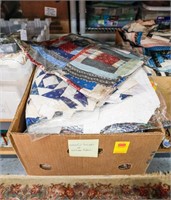 Box of Various Colors of Vintage Fabric and Scraps