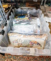 Container of Various Colors of Vintage Fabrics,