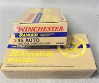 (100) Rnds 45ACP, Winchester Ranger, 230 Gr JHP