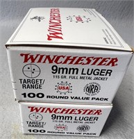 (200) Rnds 9mm, Winchester 116 Gr. FMJ