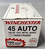 (100) Rnds 45ACP, Winchester 230 Gr FMJ