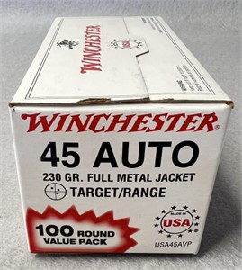 (100) Rnds 45ACP, Winchester 230 Gr FMJ