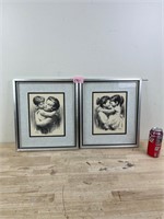 Two framed drawings
