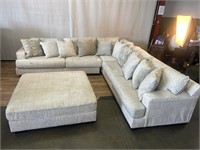 Ashley Grey 3 Piece Sectional Sofa w/Ottoman