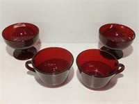 Ruby Red Tea cups and Sherbert Bowls