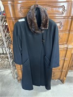 Christian Dior Felt Fur Trimmed Coat
