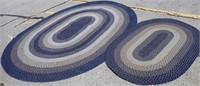 2 BLUE OVAL BRAIDED RUGS UP TO 9x7