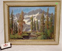 OIL ON MASONITE "HIGH SIERRES" BY H COLEMAN 15x20
