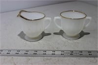 Vintage Fire King Creamer and Double Handled Cup