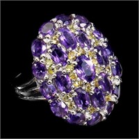 Natural Purple Amethyst & Sapphire Ring