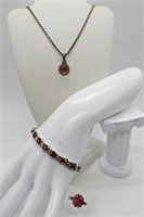 Sterling Ruby Gemstone Set