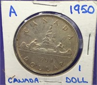 1950 Silver Canadian Silver Dollar