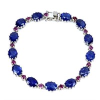 Natural Royal Blue Sapphire & Rhodolite Garnet Bra