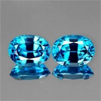 Natural AAA Cambodian Blue Zircon  Pair {Flawless-