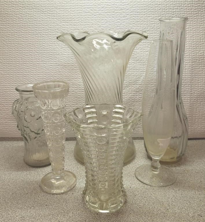 Vase Lot Glass Clear 5" to 8"