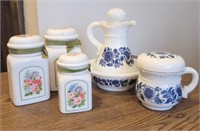 Avon Milk Glass Country Garden SSS Canisters