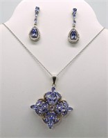 925 Amethyst Earrings, Ring & Necklace