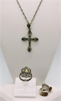 Marcasite Cross Necklace & More 925