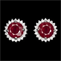 Natural Red Ruby Stud Earrings