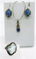 3 Piece Sterling Blue Gemstone Set