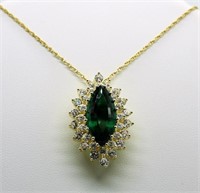 925 Gold Tone Emerald Colored Necklace