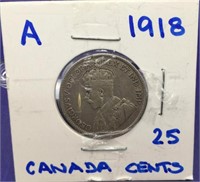 Great 1918 Silver Canadian Quater
