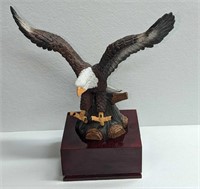 Hand Painted Resin Bald Eagle On Base