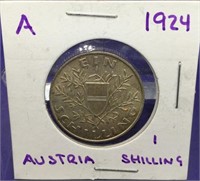 Rare: 1924 Austrian  Silver ( 1 ) shilling