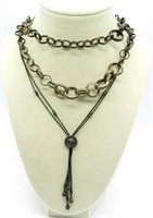 2 Unique Vintage Sterling Necklaces, Bronze Toned