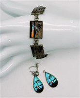 Beach Scene 925 Bracelet & Earrings