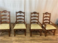 4pc Mahogany Ladder Back Carved Chairs Wear