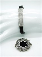 Art Deco Sterling Brooch & Bracelet