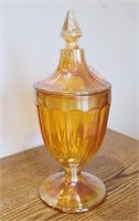 Jeanette Marigold Carnival Glass Apothecary Jar