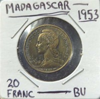 Uncirculated 1953 Madagascar coin