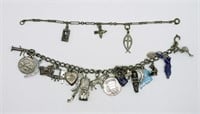 (2) Sterling Charm Bracelets & Charms