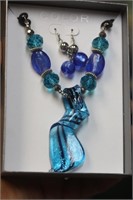 Glass Necklace and Earrings Suite