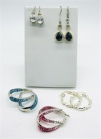 (5) Pierced Earrings with  Gemstones 925