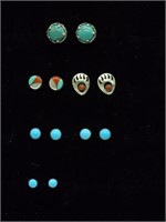 (6) Sterling Earrings Bear Claw, Zuni & More