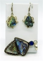 (2) Abalone Pendant & Earrings 925