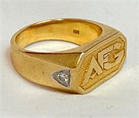 14k Gold Award Ring AFG 2 Diamonds