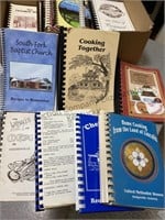 Box of spiral bound cookbooks including several