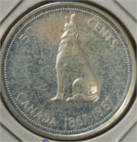 Silver 1967 Canada centennial half dollar