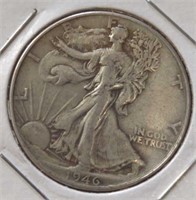 silver 1946 walking Liberty half dollar