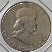 Silver 1952 Ben Franklin half dollar