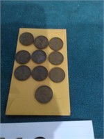 (10) Wheat Pennies in sequence 1920-1929