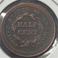 1851  half cent hobo coin