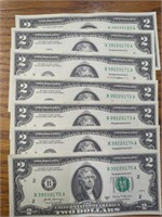 $14 consecutive serial number. Uncirculated $2
