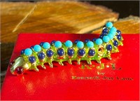 KJL Kenneth Jay Gold Tone Caterpillar Brooch