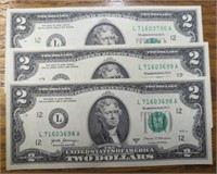$6 consecutive serial number uncirculated $2
